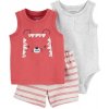 CARTER'S Set 3dielny body bez rukávov, tielko, kraťasy Red Tiger chlapec 24m 1N584910_24M