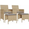 2-miestna záhradná pohovka so stolíkom a stoličkami, béžová, polyratan