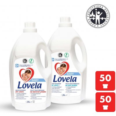 Lovela Baby tekutý prací prípravok na bielu a farebnú bielizeň 2 x 50 PD 2 x 4,5 l