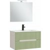 Trent Kúpeľňový nábytok 80 cm keramické umývadlo (2 zásuvky) so zrkadlom 60x80 cm bielo-svetlozelené