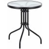 ModernHome Záhradný stôl 60 cm stolík z tvrdeného skla na záhradnú terasu