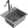 MEXEN/S MEXEN/S - Milo granitový drez 1-miska vrátane batérie Flora, šedá 6505-71-670401-57-B