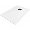 Mexen Stone+ kompozitová obdĺžniková sprchová vanička 110 x 90 cm, biela, čierna krytka - 44109011-B