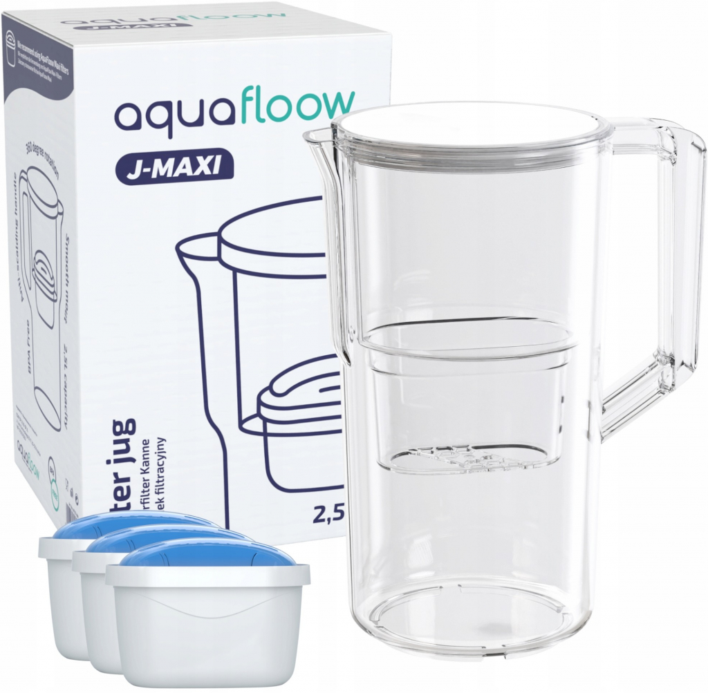 Aquafloow Vodný filter Aquafloow 2,5 l kompatibilný s Brita Maxtra systém  vodného filtra na redukciu vodného kameňa chlóru obsahuje 3 kazety s  horčíkovým filtrom biely od 21,9 € - Heureka.sk