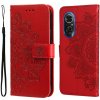 Peňaženkové kožené puzdro FLOWERS na Huawei Nova 9 SE - Červená