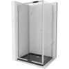 Mexen Apia sprchový kút posuvný 110 x 70 cm, transparentný, chróm + vanička Flat, čierna - 840-110-070-01-00-4070