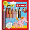 Pastelky STABILO woody 3 v 1 - farbička, vodovka, voskovka (6 ks) Jednorožec