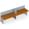 Kancelársky stôl PRIMO s paravánom, 2 miesta, nástenka, sivá/čerešňa