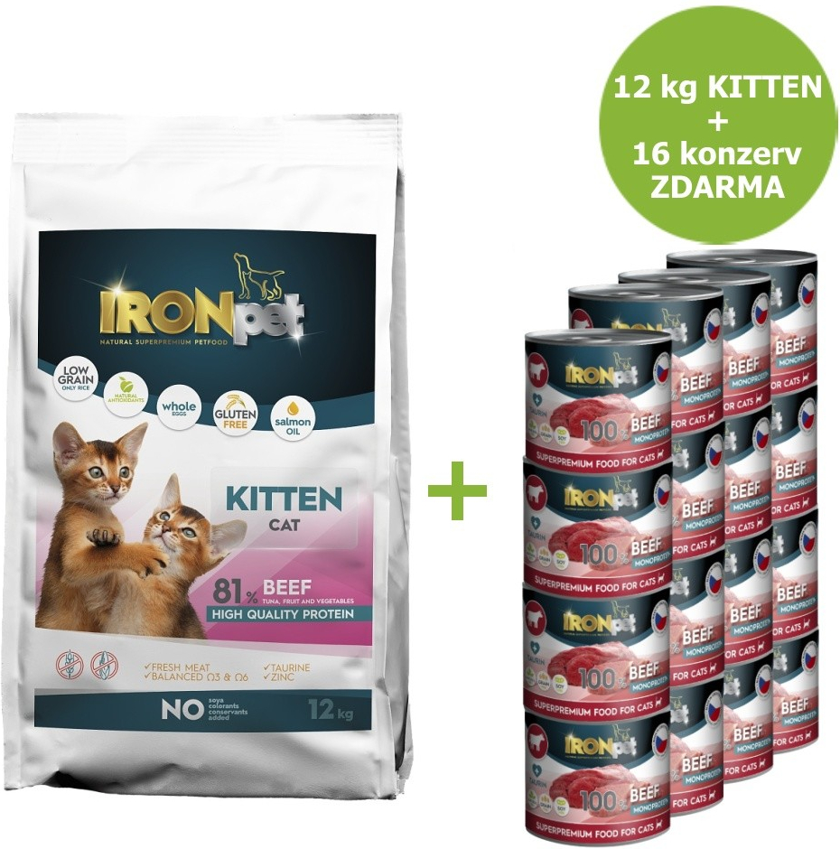 IRONpet Cat Kitten Beef 12 kg