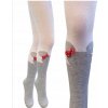 Detské pančuchy bavlnené biele so sivou Červená mašlička