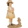 Clayre & Eef Dekorácia dievčatko s kvietkom a zajačikom 9*6*15 cm
