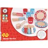 Bigjigs Toys drevený jedálenský servis s bodkami