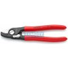 KNIPEX 95 21 165 Káblové nožnice s otváracou pružinou 165 mm, plastové návleky, brunierované