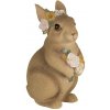 Clayre & Eef Dekorácia hnedý veľkonočný zajačik s kvetmi - 9*7*14 cm - Clayre & Eef