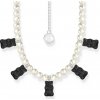 Thomas Sabo KE2208-052-11-L50V Silver Pearl necklace With 5 Black Gold Bears