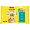 Friskies pre dospelé mačky s lososom tuniakom treskou a sardinkami v šťave 4 x 85 g