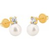 Brilio Nežné náušnice zo žltého zlata s pravou perlou a zirkónmi 14/131.321/17ZIR