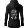 Queens are born in 1976 - Mikina dámska trendy zipper s kapucňou - XL ( Čierna )