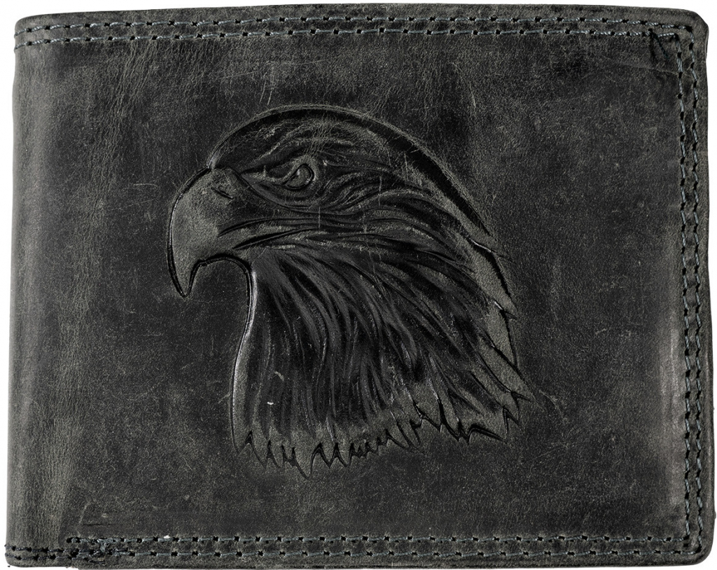 HL Luxusná kožená peňaženka 3D orol čierna