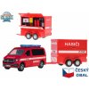 Kids Globe Traffic VW hasiči CZ design 27,5 cm kov spätný chod s prívesom v krabičke