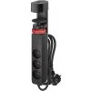 EMOS Predlžovací kábel 1,5 m/3 zásuvky/vypínač/stolný držiak/USB/čierny/PVC/1,5 mm2