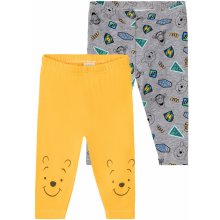 Detské bavlnené legíny pre bábätká z biobavlny 2 kusy Macko Pú sivá žltá