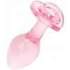 Anal Collection Sklenený Intímny Análny Kolík Medium 8,3 cm Ružový Srdiečkový Základ
