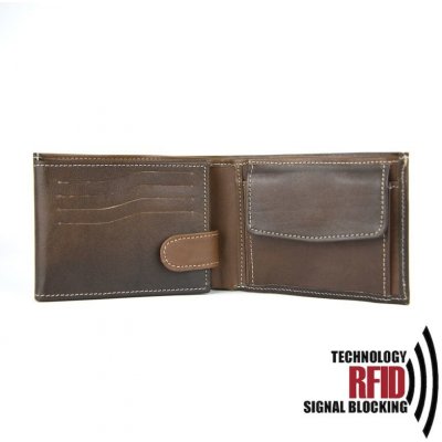 VegaLM Ochranná RFID kožená peňaženka vo hnedej ručne tieňovaná