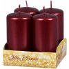 Sviečky bordó metalické 4 x 8 cm - 4 ks