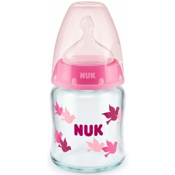 Nuk sklenená First Choice s kontrolou teploty ružová 240 ml