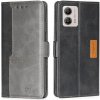 Peňaženkové kožené puzdro Contrast na Motorola Moto G13 / G23 / G53 5G - Čierna a Šedá