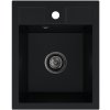 Sink Quality Ferrum 40, kuchynský granitový drez 400x500x195 mm + čierny sifón, čierna, SKQ-FER.C.1K40.XB