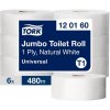 Toaletný papier 1-vrstv. TORK Jumbo 26 cm, návin 480 m, prírodný biely, T1 (6 ks)