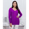 Fashionweek Luxusný sveter dámsky s výstrihom do V NB6482 Fialový
