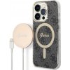Guess Case + Charger Set iPhone 13 Pro black hard case 4G Print MagSafe GUBPP13LH4EACSK