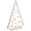 Solight LED drevený vianočný stromček s ozdobami, 15LED, prírodné drevo, 37cm, 2x AA