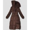 Dámska dlhá zimná bunda s opaskom MODA3327 hnedá S
