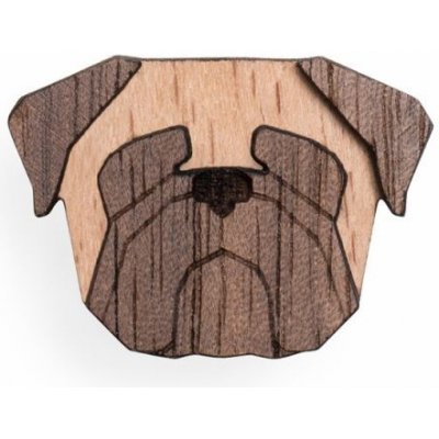 BeWooden drevená brošňa v tvare psa Pug BR49