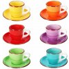 HIT Hrnčeky na espresso s podšálkami sada 12 ks 90 ml COLOURS