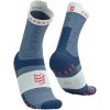 Bežecké ponožky Compressport, PRO RACING SOCK v4.0 RUN HIGH modrá,svetlomodrá,červená T2
