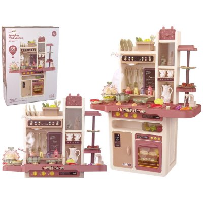 Lean Toys Detská ružová kuchynka s príslušenstvom 65 kusov