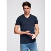 Ombre Men's BASIC classic cotton T-shirt with a v-neck - navy blue modrá XL Ombre 5907064501724