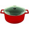 LAVA Metal Litinový hrnec kulatý 20cm se skleněnou poklicí červený LVYTC20K3R