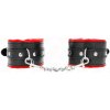 Kink - Premium Fur Lined Wrist Restraints Red With Black Belt Adjustable 17-29 cm X 6 cm