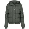 Tmavo olivová dámska zimná bunda Urban Classics Ladies Hooded Puffer Jacket XS