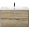 Skrinka s umývadlom Sanox Porto 90 cm keramika dub svetlý