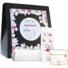 Ryor Sakura Elegantní péče cukrový peeling s japonskou třešní 325 g + sprchový gel s japonskou třešní 200 ml + froté ručník 30 x 50 cm darčeková sada