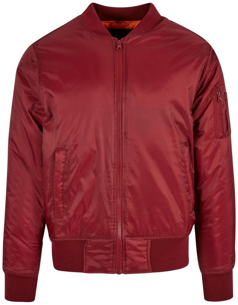 Build Your Brand Zateplená pánska bomber ka Vínová