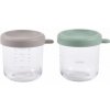 Beaba Tégliky na jedlo sklenené green grey 2 x 250 ml