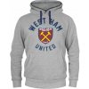 WEST HAM UNITED FC Mikina West Ham United FC, šedá, kapucňa, klokanie vrecko